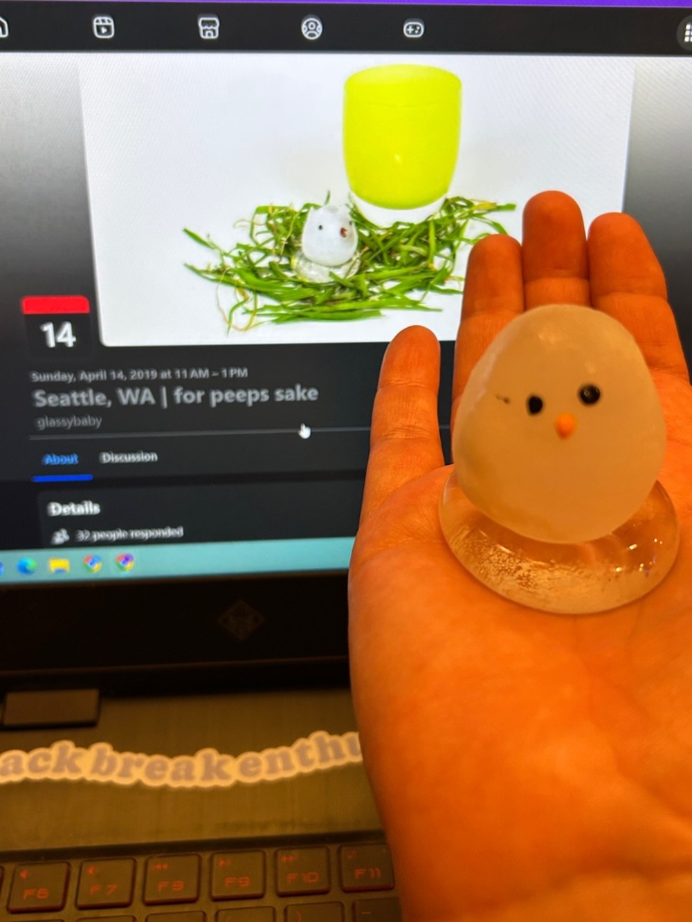 Glassybaby RARE Only one of its kind For Peeps Sake Handmade Chick 2019